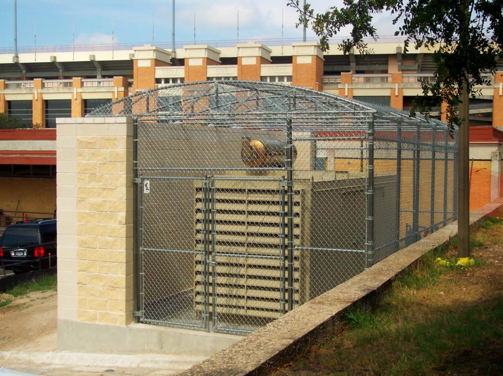 Chain Link Enclosure with Brick Wall - Viking Fence